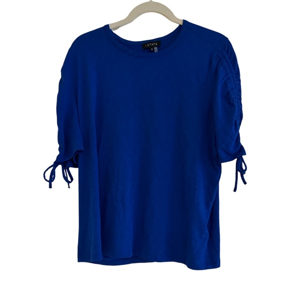 1. STATE Drawstring Sleeve Top in Cobalt Blue - Picture 2 of 5